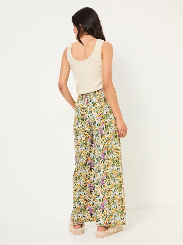 Fat Face Lola Multi Peacock Linen Blend Pyjama Bottoms