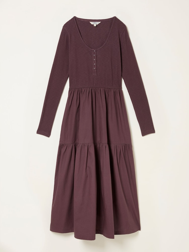 fat face Louise Dusky Purple Petite Jersey Woven Midi Dress