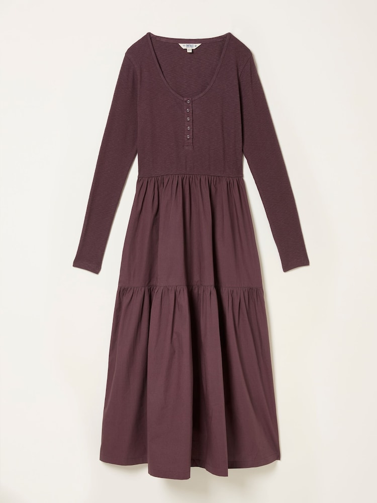 fat face Louise Dusky Purple Regular Jersey Woven Midi Dress