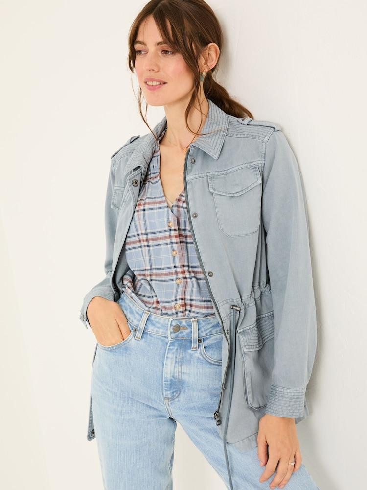 Fat Face Lowen Chambray Blue 100% Cotton Field Jacket