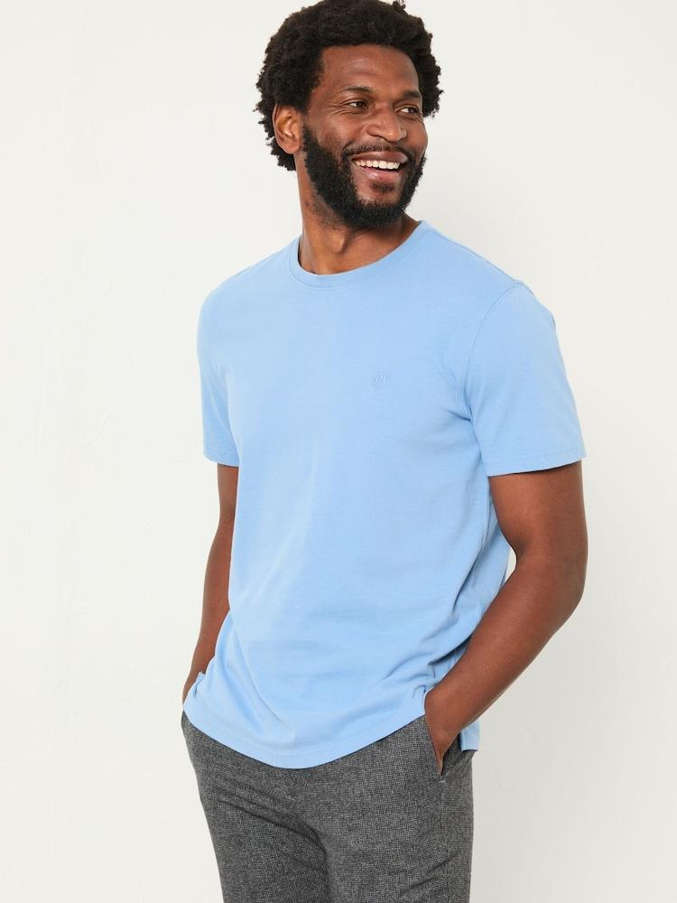 Fat Face Lulworth Chambray Blue Short Sleeve T-Shirt