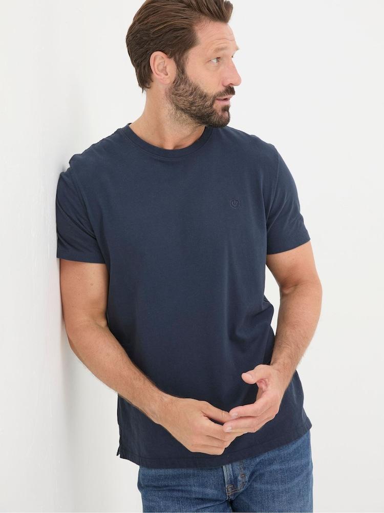 Fat Face Lulworth Navy Blue 100% Cotton Crew T-Shirt