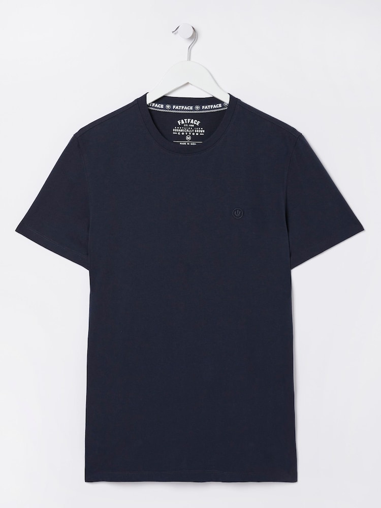 fat face Lulworth Navy Blue 100% Cotton Crew T-Shirt