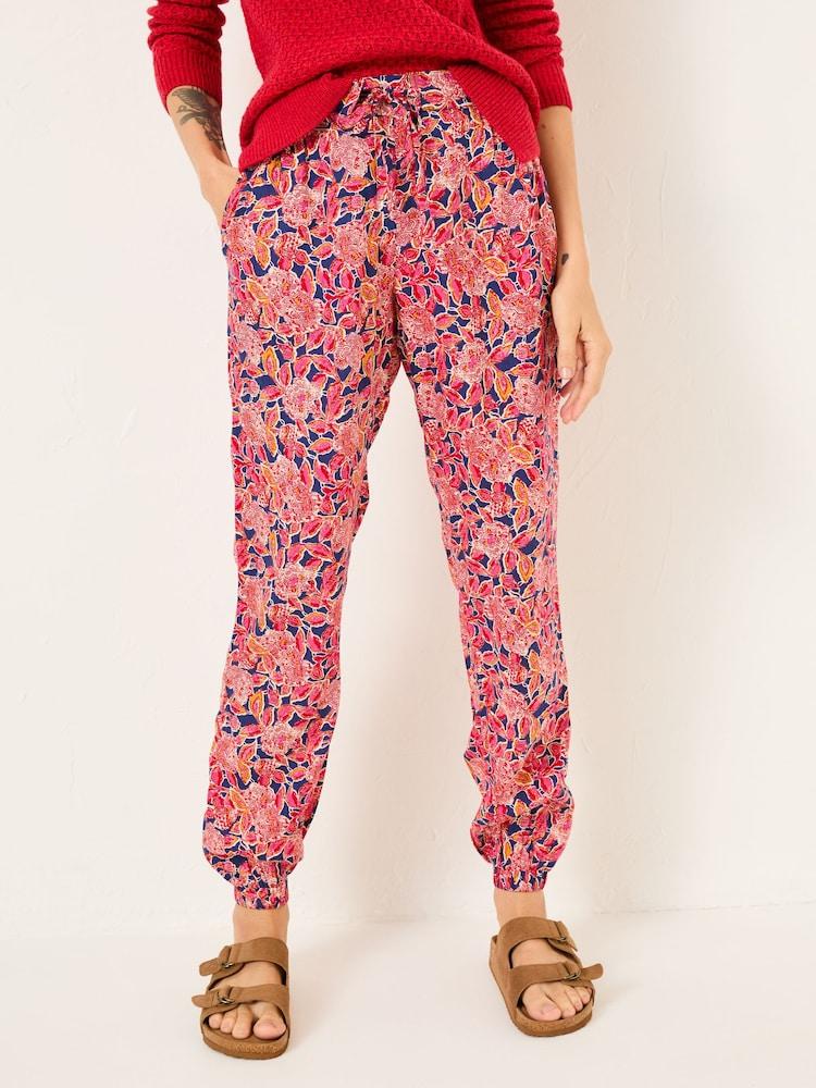 Fat Face Lyme Bright Blue Batik Floral Cuffed Jogger