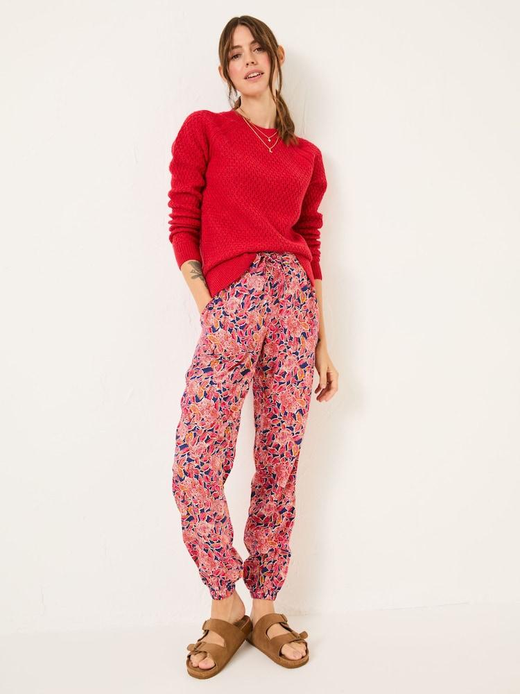 Fat Face Lyme Bright Blue Batik Floral Cuffed Jogger