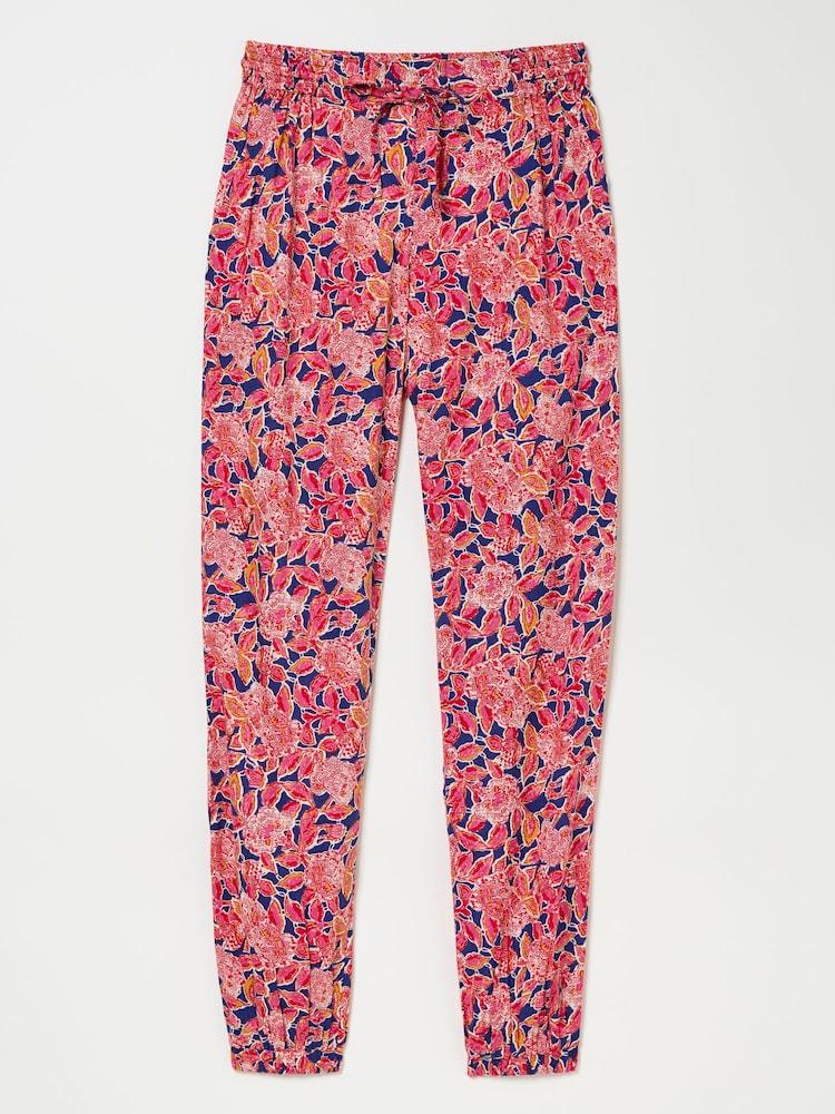 fat face Lyme Bright Blue Batik Floral Cuffed Jogger