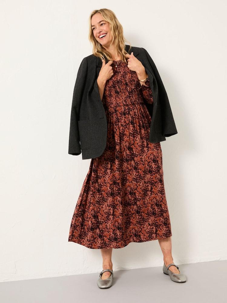 Fat Face Mabel Dusky Purple Vintage Texture Petite Midi Dress