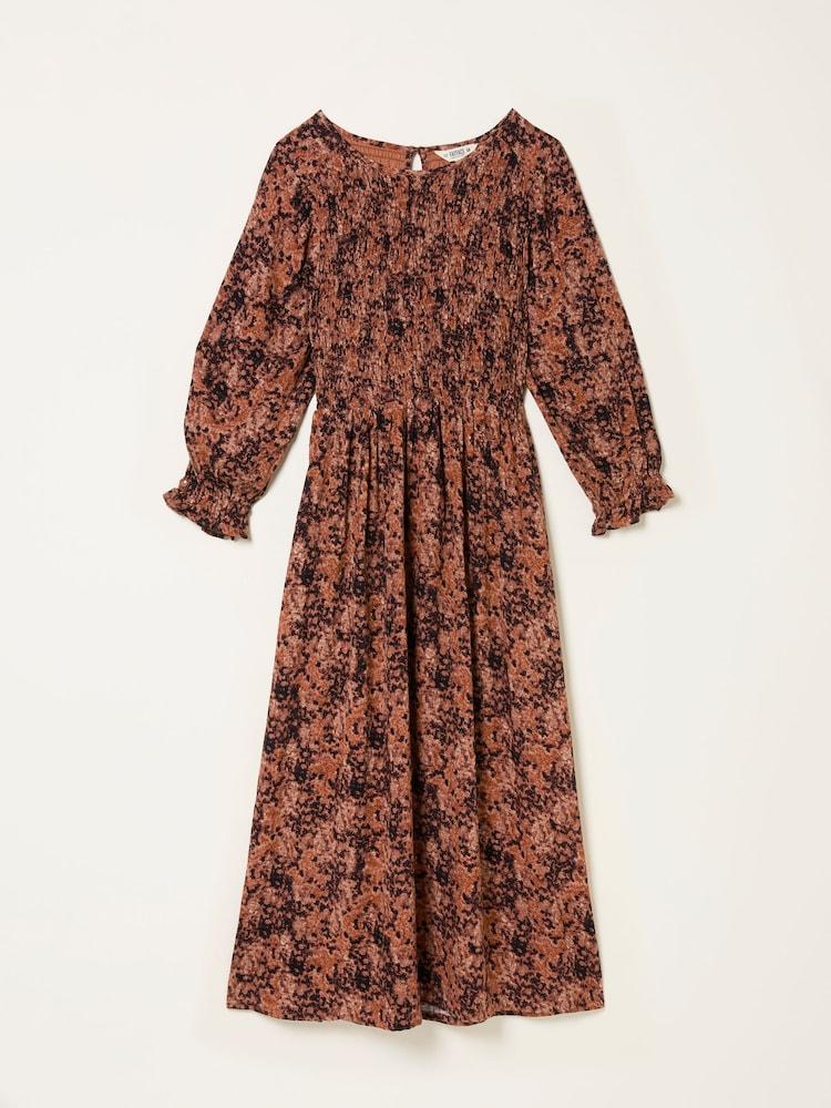 fat face Mabel Dusky Purple Vintage Texture Petite Midi Dress