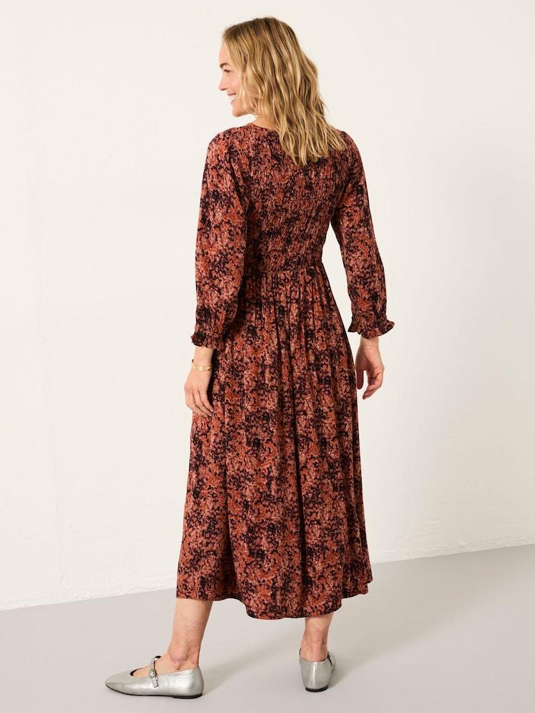 Fat Face Mabel Dusky Purple Vintage Texture Regular Midi Dress