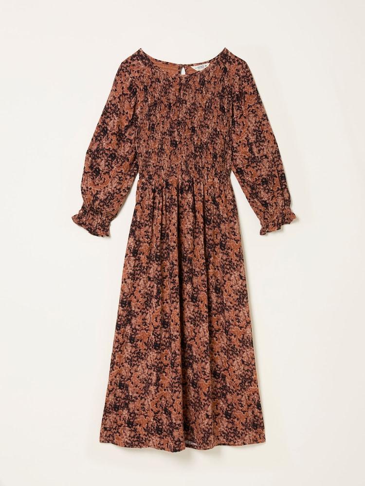 fat face Mabel Dusky Purple Vintage Texture Regular Midi Dress