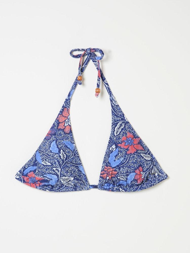 fat face Maci Dark Blue Triangle Detail Floral Bikini Top