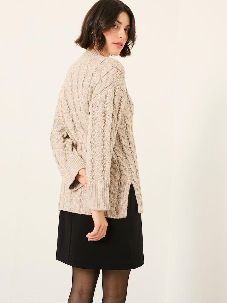 Fat Face Maeve Natural Cable Knitted Sparkle Jumper