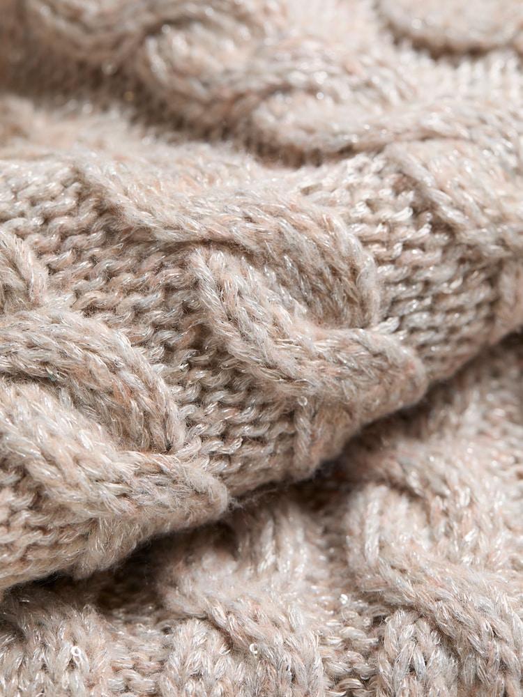 fat face Maeve Natural Cable Knitted Sparkle Jumper