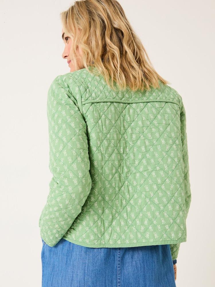 Fat Face Mia Light Green Woodblock Woodblock Quilted Jacket