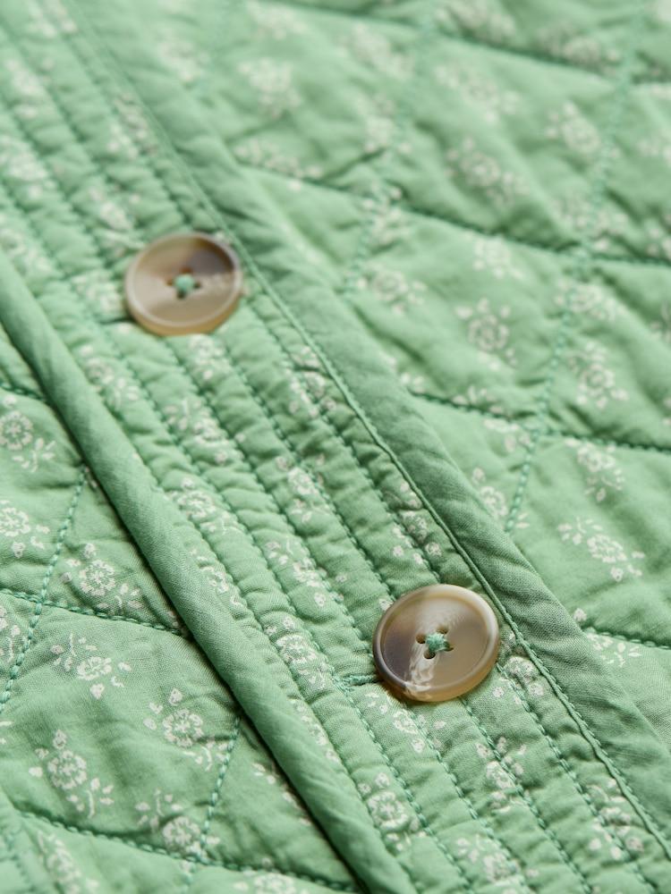 fat face Mia Light Green Woodblock Woodblock Quilted Jacket