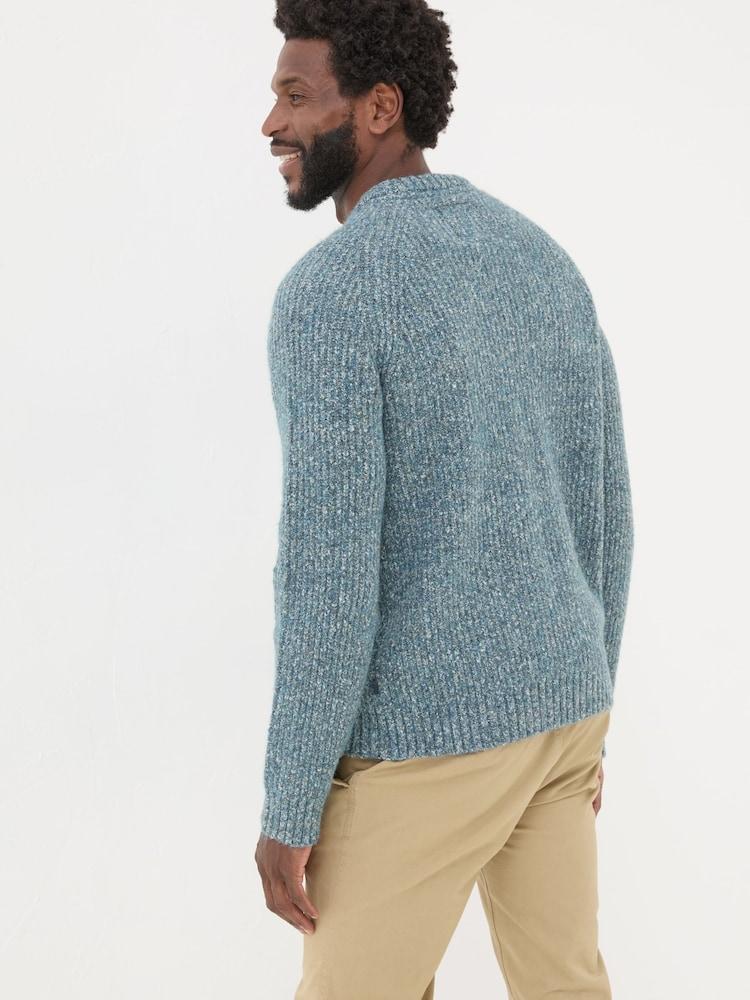 Fat Face Mid Blue Sefton Lofty Knitted Crew Neck Jumper