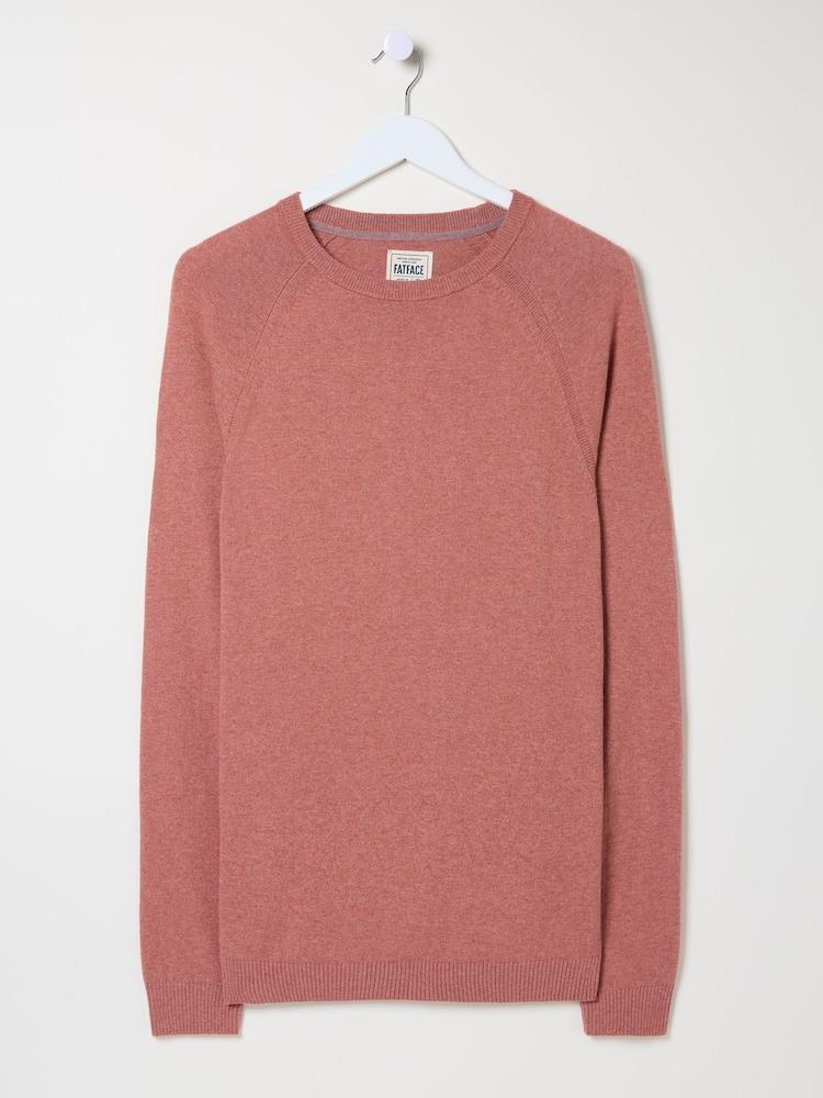 fat face Mid Pink Rye Fine Gauge Knitted Crew Neck Jumper