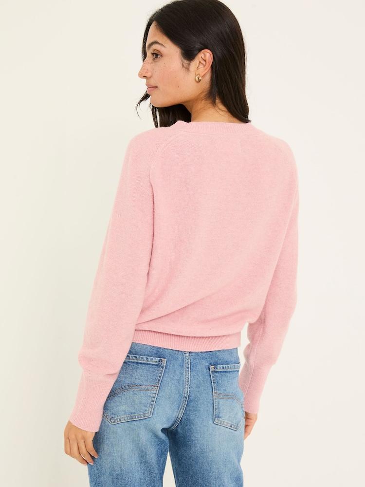 Fat Face Mid Pink Selah Knitted Button Front Cardigan