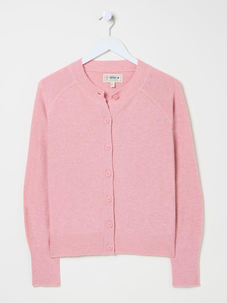fat face Mid Pink Selah Knitted Button Front Cardigan
