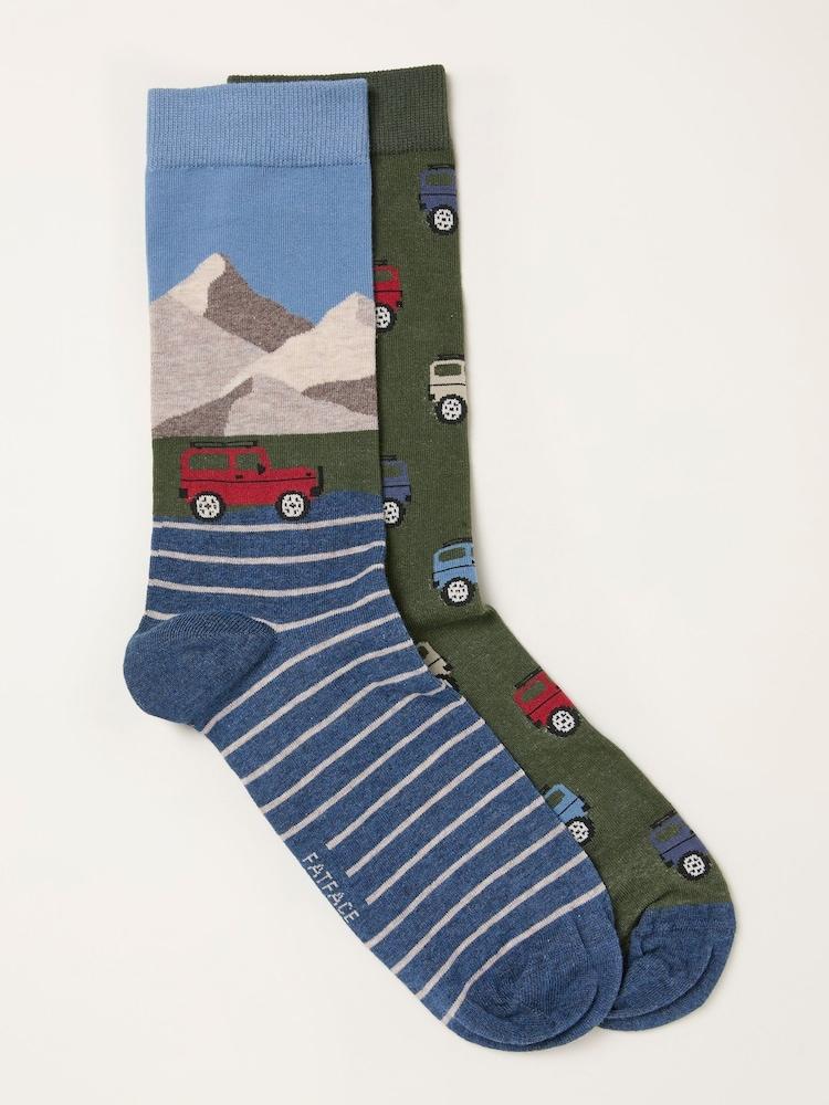 Fat Face Multi 2 Pack Off Roader Socks In A Gift Box