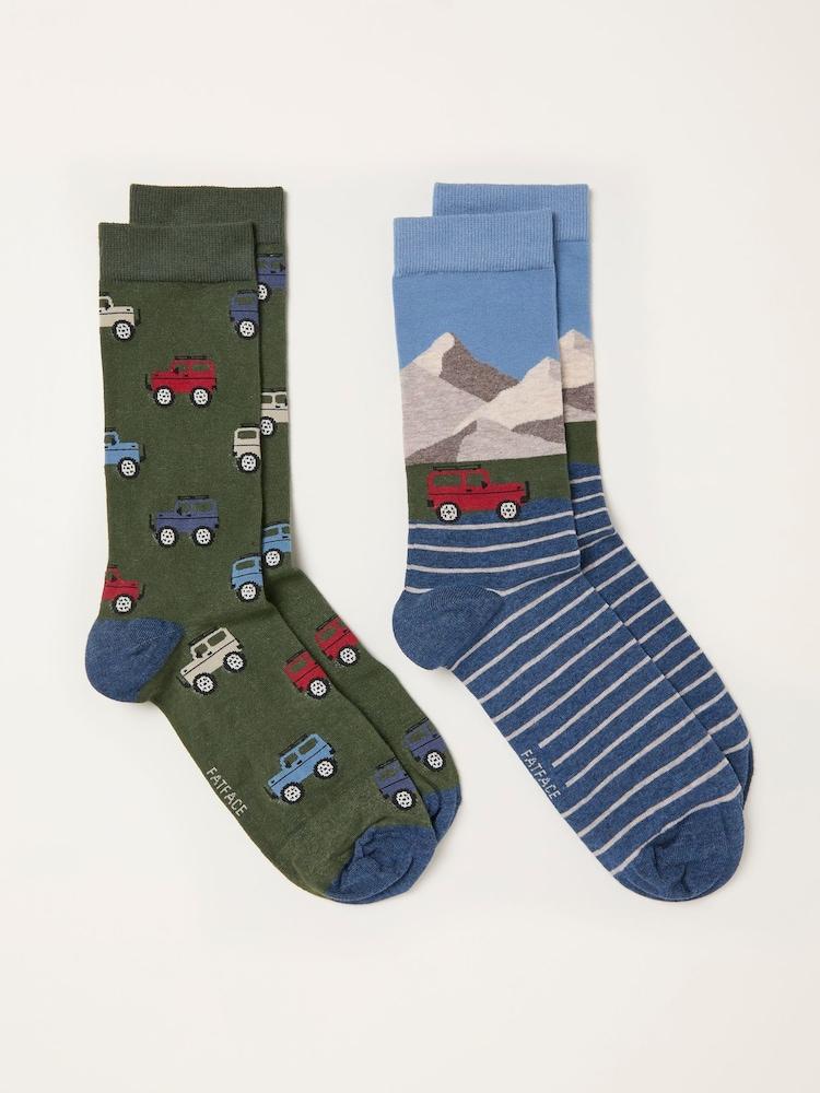 Fat Face Multi 2 Pack Off Roader Socks In A Gift Box