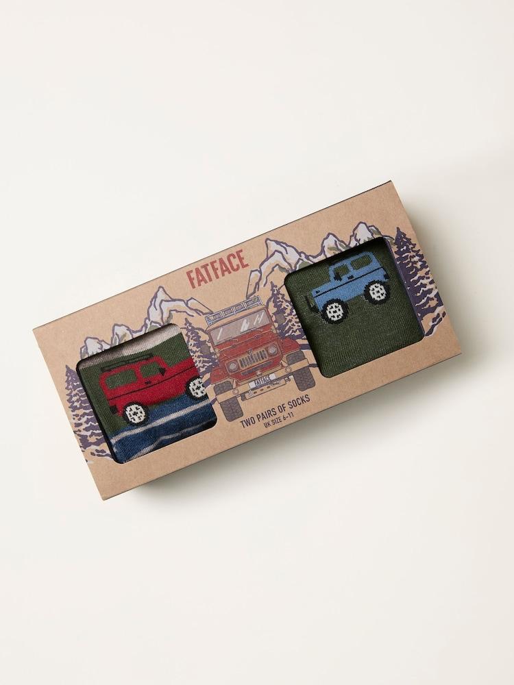 fat face Multi 2 Pack Off Roader Socks in a Gift Box