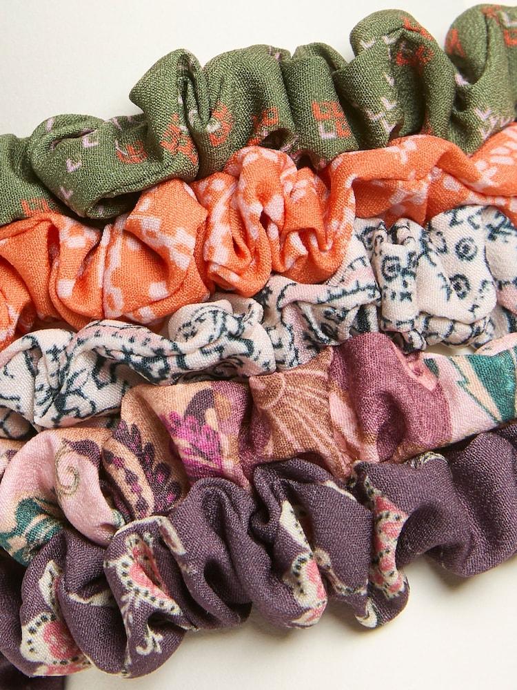 fat face Multi 5 Pack Lost & Found Printed Scrunchies