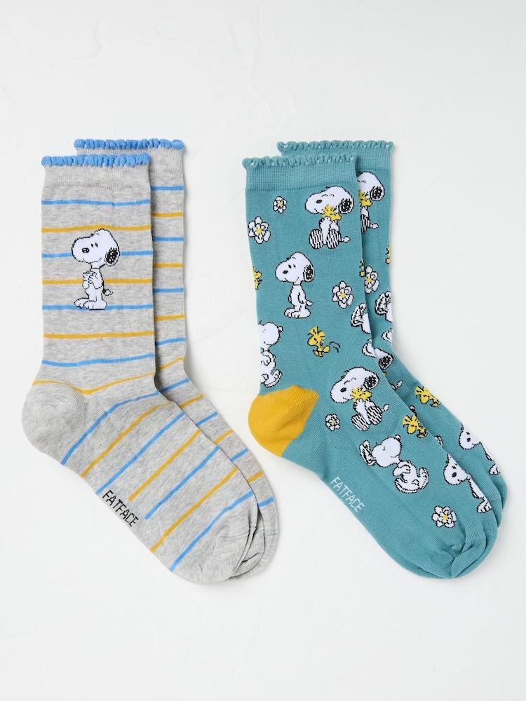 Fat Face Multi Colour Snoopy Socks In A Gift Box 2 Pack