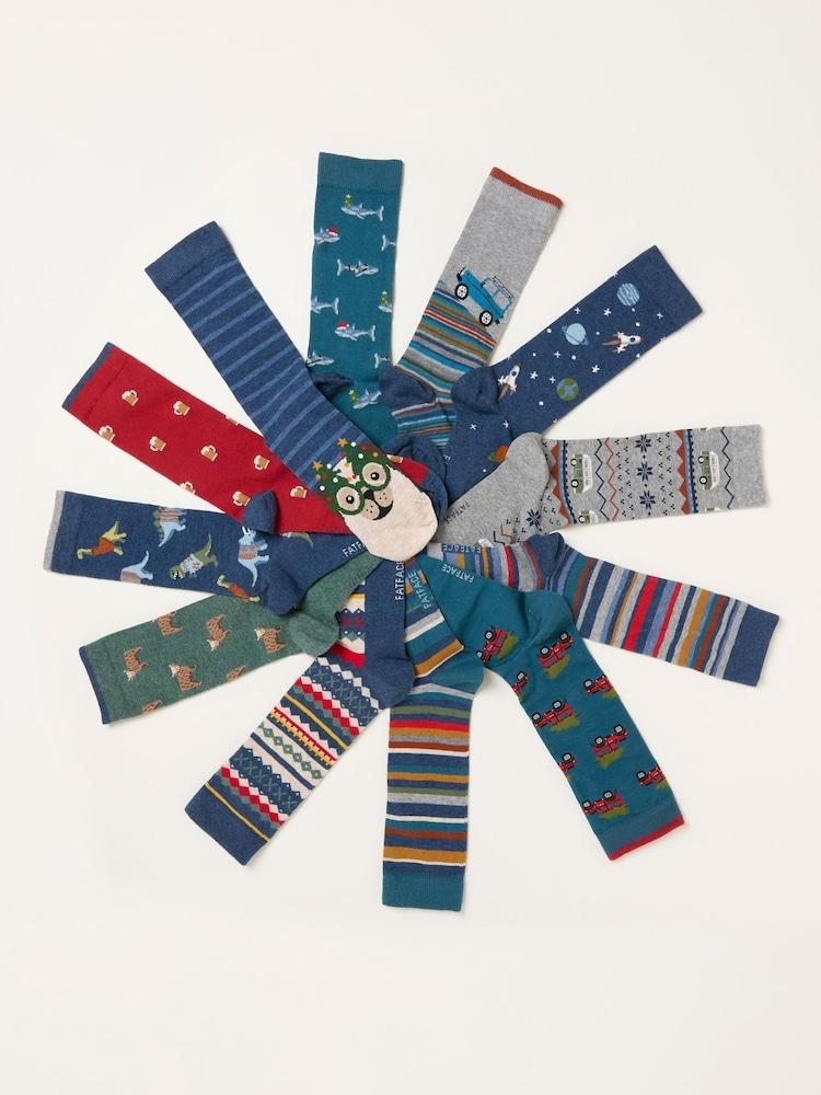Fat Face Multi Mens 12 Pack Of Socks Advent Calendar