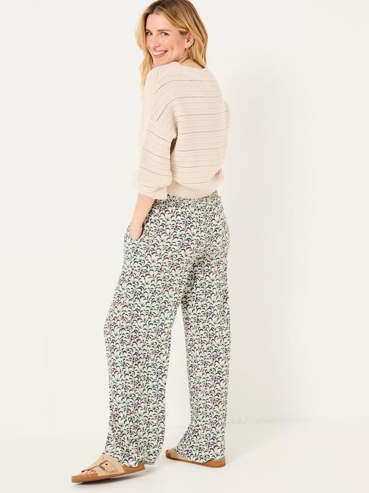 Fat Face Multi Vine Floral Shirred Palazzo Trousers