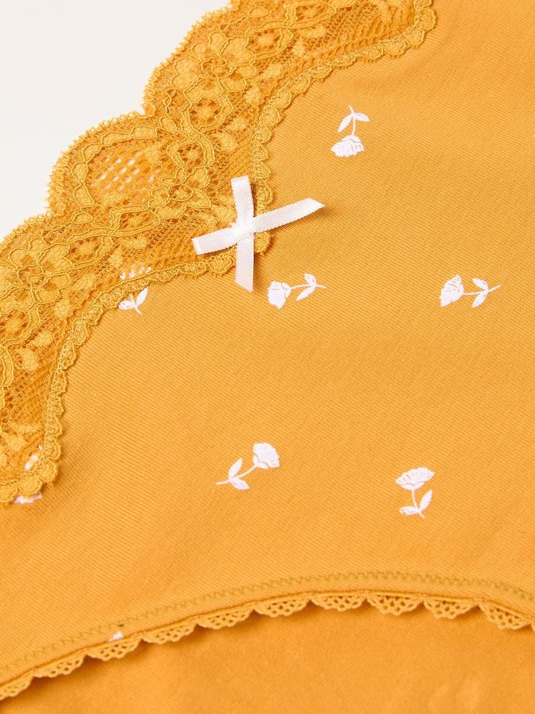 fat face Mustard Yellow Ditsy Floral High Leg Knickers