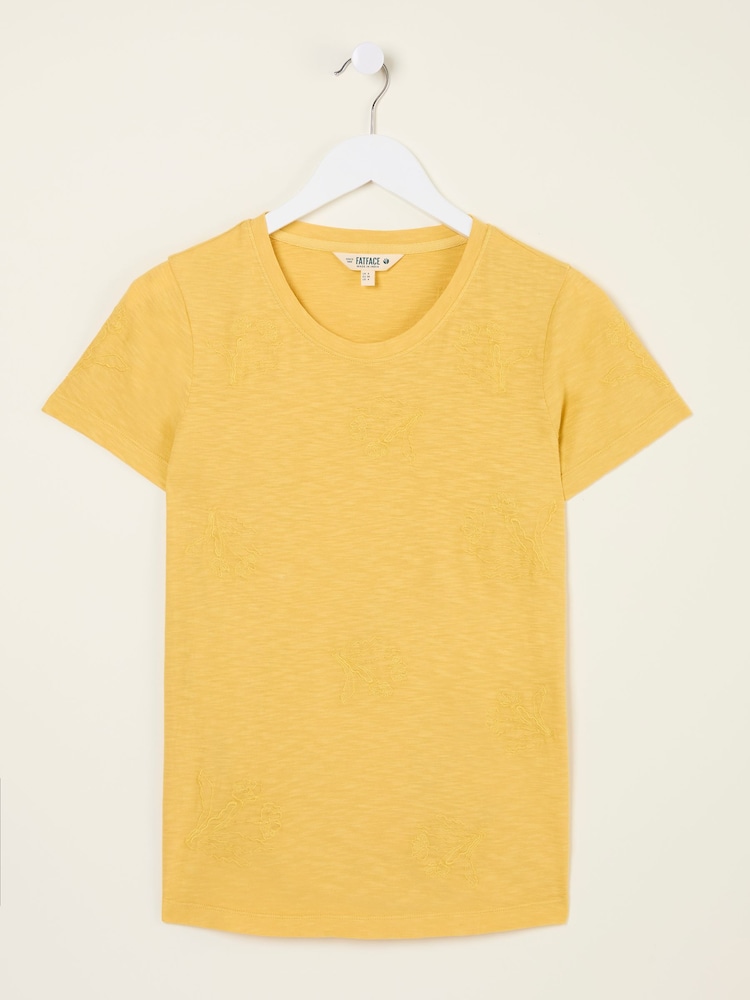 fat face Natalie Light Yellow Beeble Embroidered T Shirt