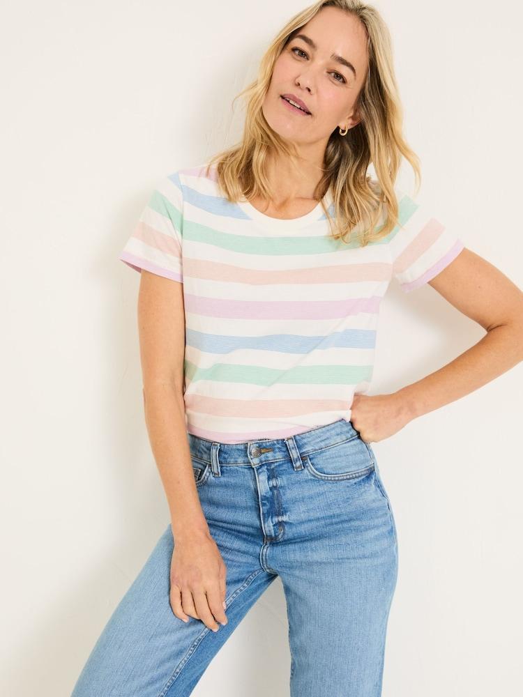 Fat Face Natalie Natural Short Sleeve Stripe T Shirt