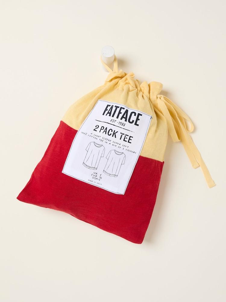 fat face Natalie Red/Yellow 2 Pack Plain and Stripe T-Shirts