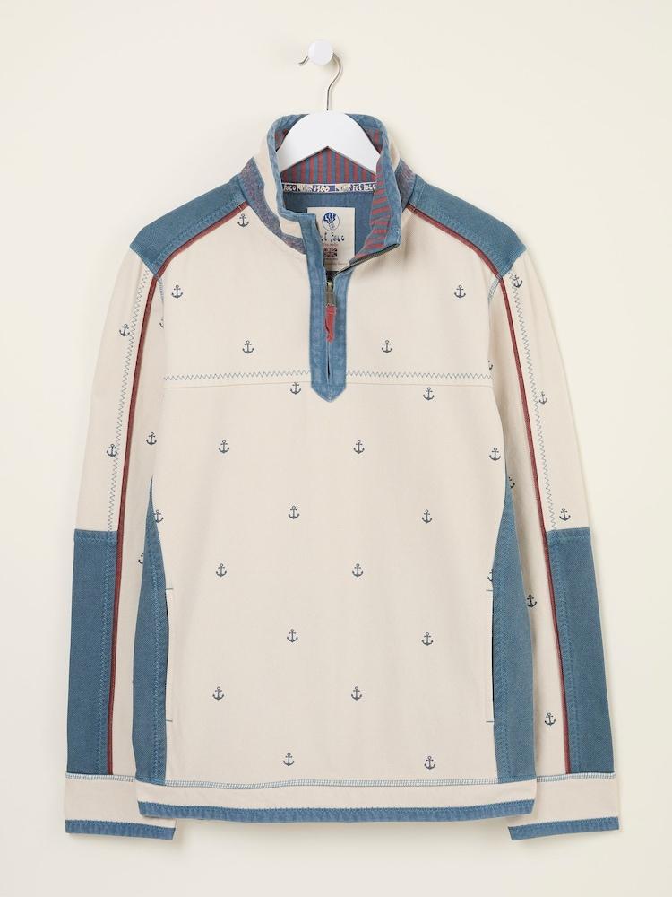 fat face Natural 100% Cotton Airlie Panel Quarter Zip Sweat Top