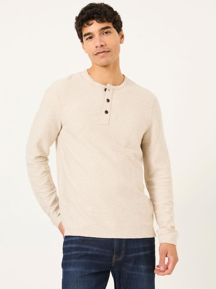 Fat Face Natural 100% Cotton Long Sleeve Nutbourne Henley T-Shirt