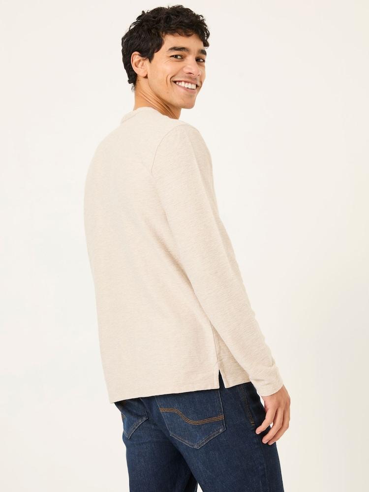 Fat Face Natural 100% Cotton Long Sleeve Nutbourne Henley T-Shirt