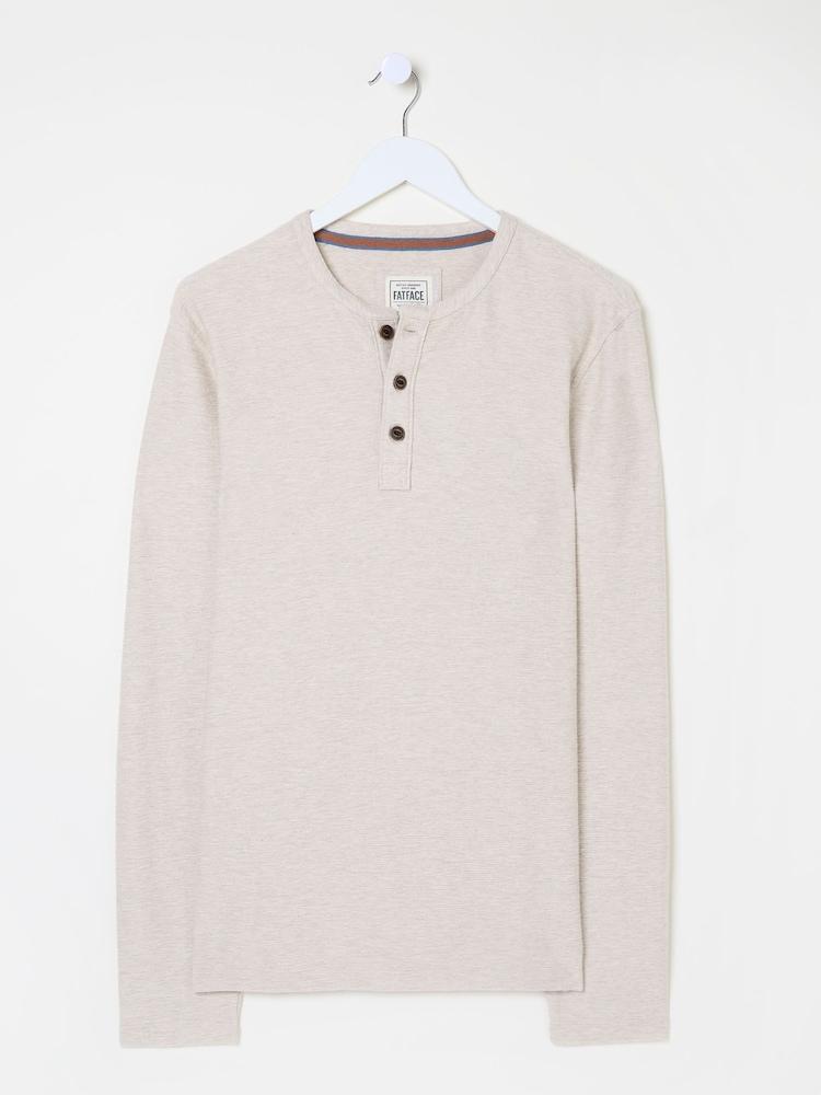 fat face Natural 100% Cotton Long Sleeve Nutbourne Henley T-Shirt