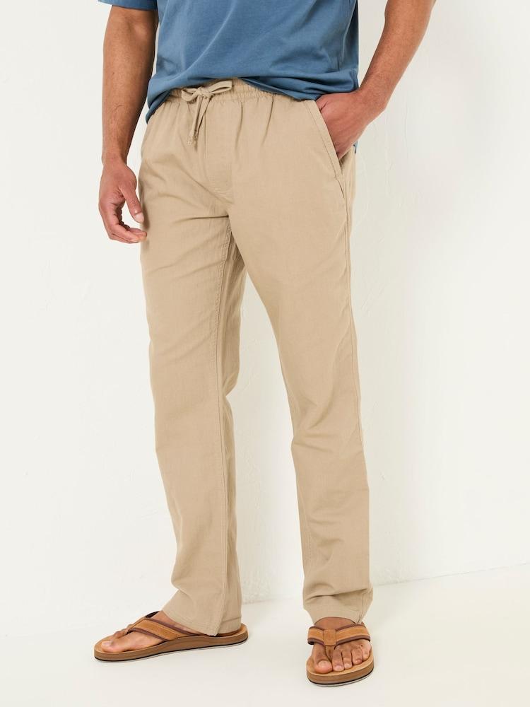 Fat Face Natural Cotton Linen Straight Pull On Trousers