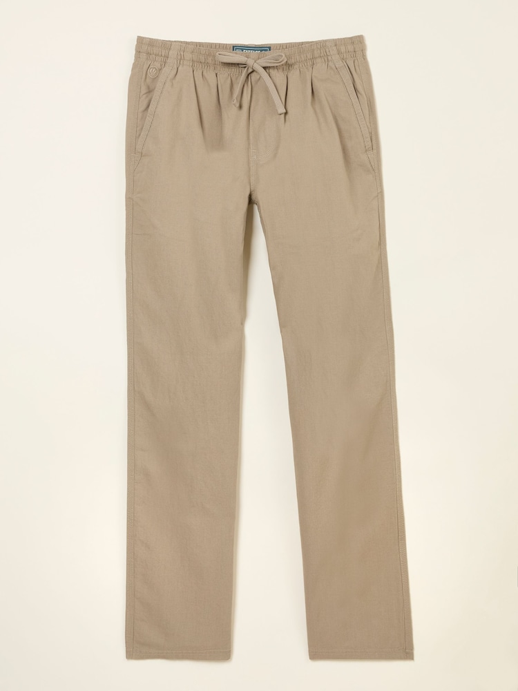fat face Natural Cotton Linen Straight Pull on Trousers