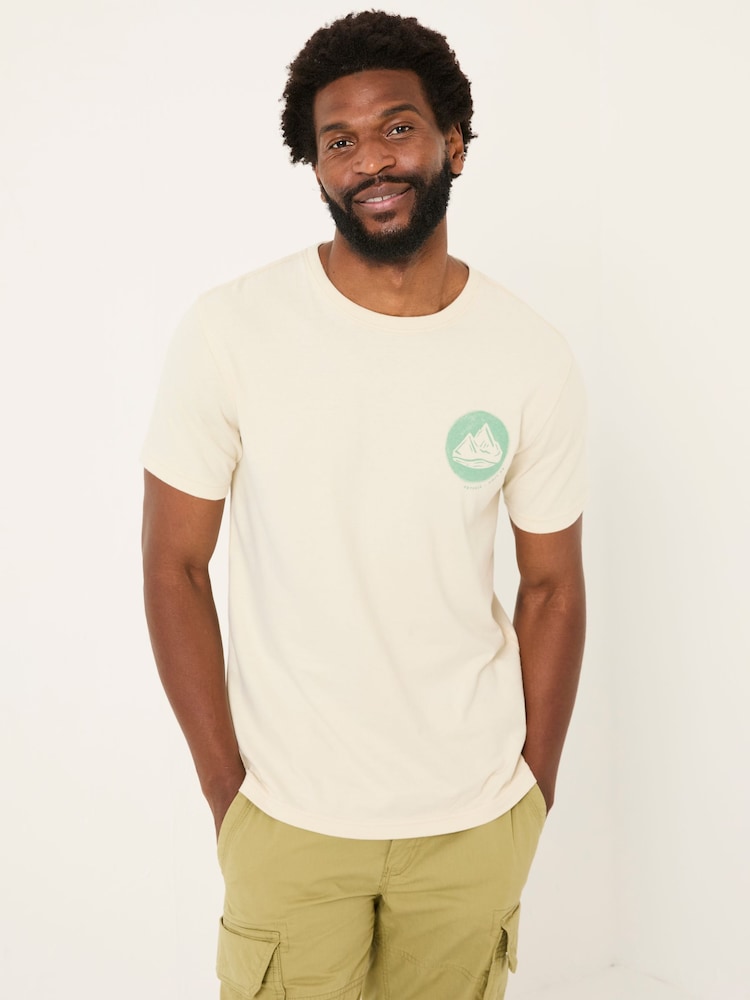 Fat Face Natural Just Roll With It 100% Cotton Short Sleeve Graphic T-Shirt
