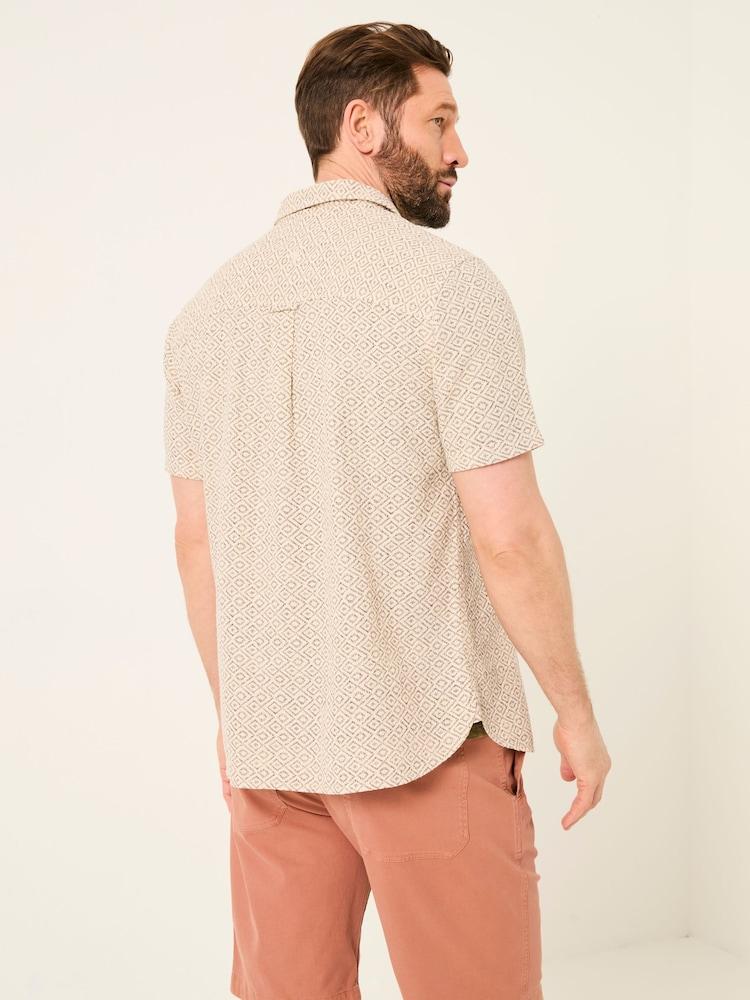 Fat Face Natural Short Sleeve Diamond Tile Print Shirt