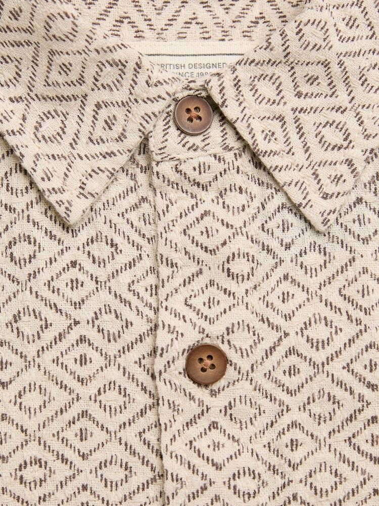 fat face Natural Short Sleeve Diamond Tile Print Shirt