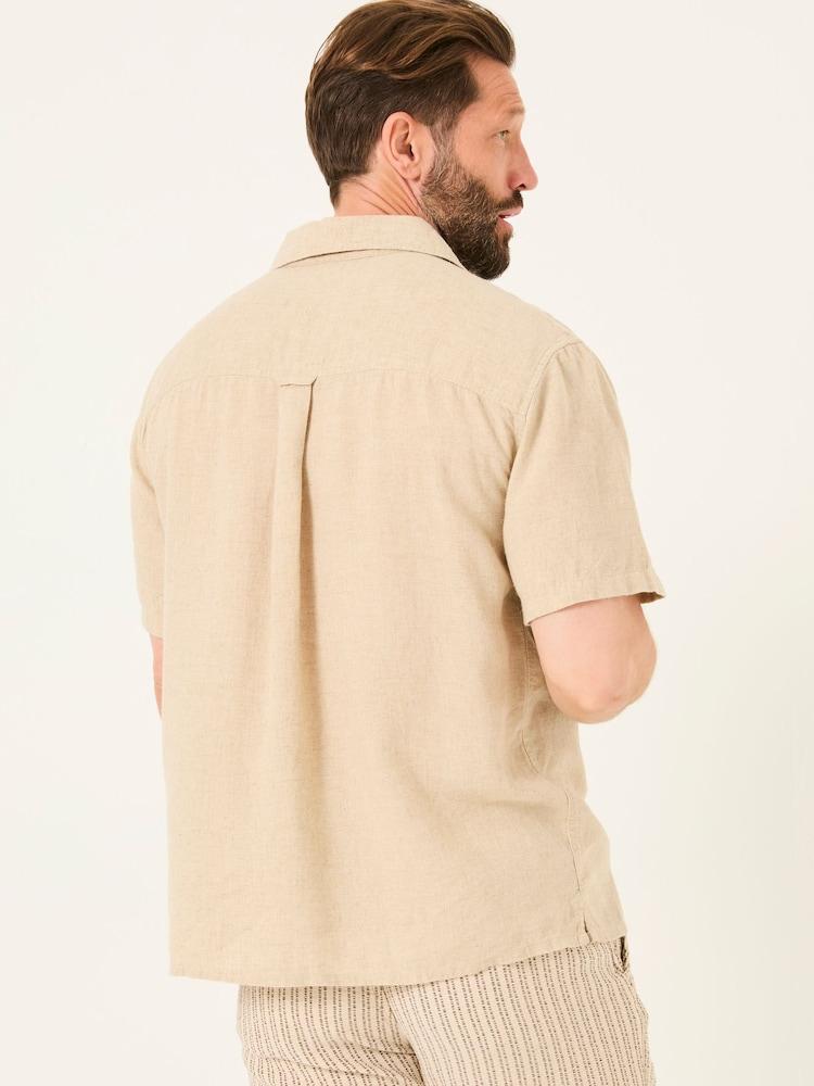 Fat Face Natural Short Sleeve Embroidered Floral 100% Cotton Shirt