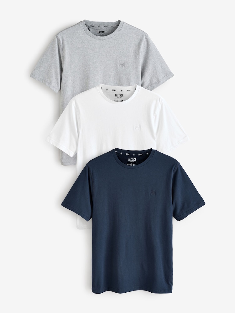 Fat Face Navy 100% Cotton Short Sleeve T-Shirts 3 Pack