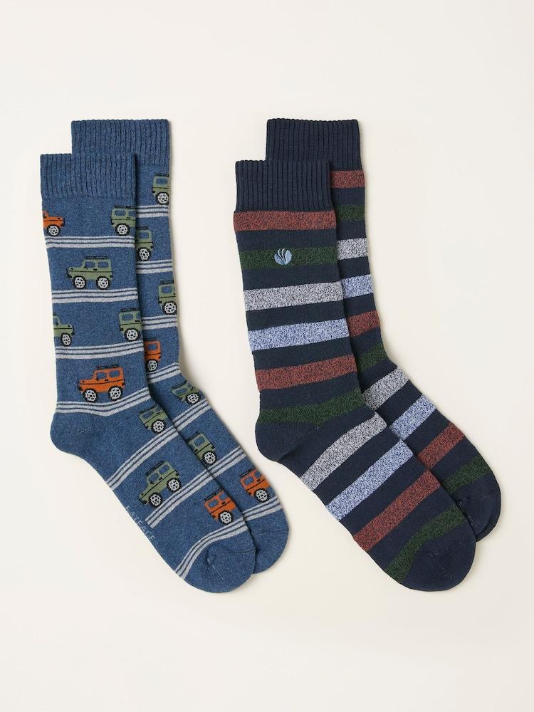 Fat Face Navy Blue 2 Pairs Of Off Roader Thermal Socks