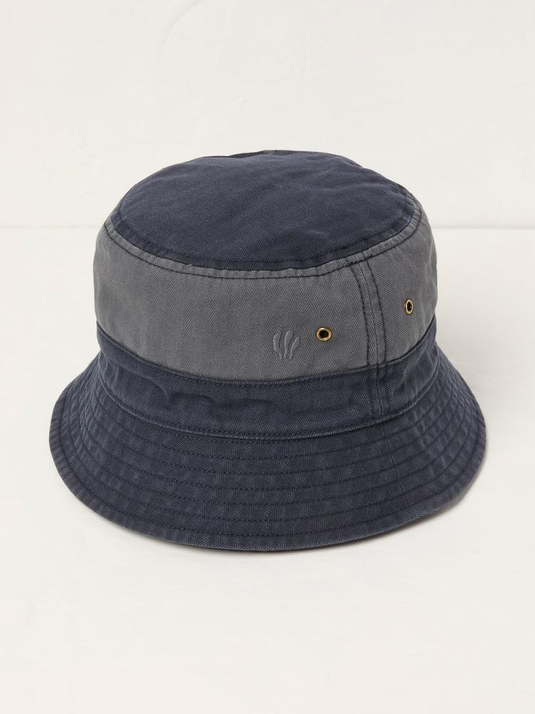 Fat Face Navy Blue Colourblock Bucket 100% Cotton Hat