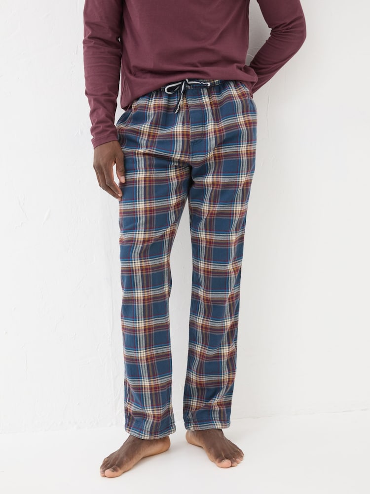 Fat Face Navy Chepstow Check 100% Cotton Pyjama Bottoms