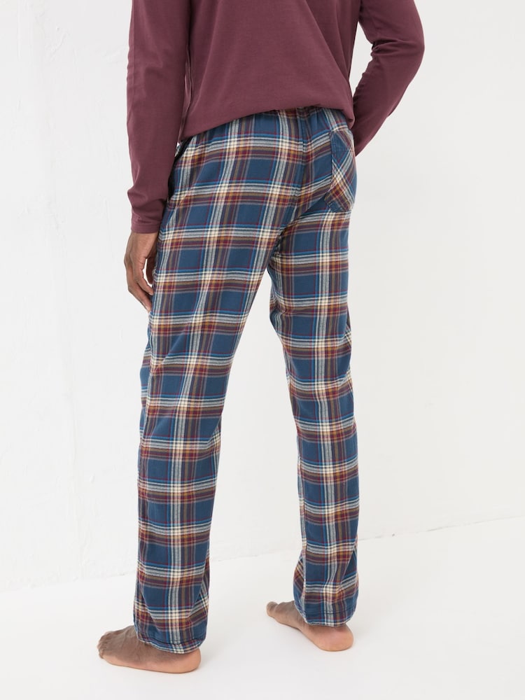 Fat Face Navy Chepstow Check 100% Cotton Pyjama Bottoms
