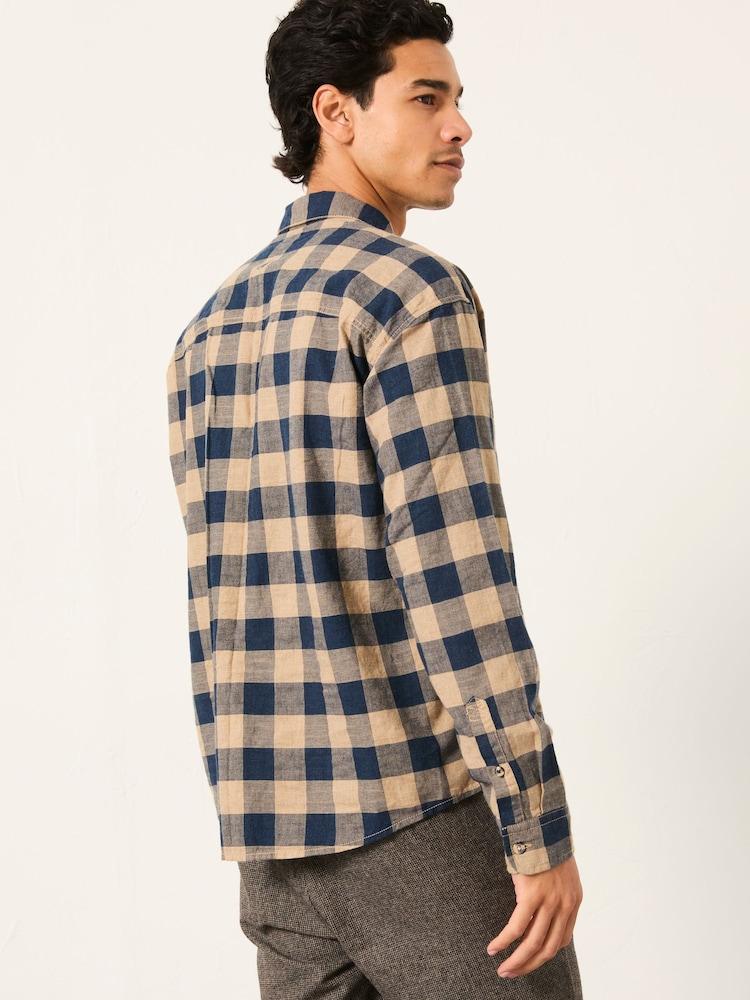 Fat Face Navy Long Sleeve Relaxed Buffalo Check Shirt